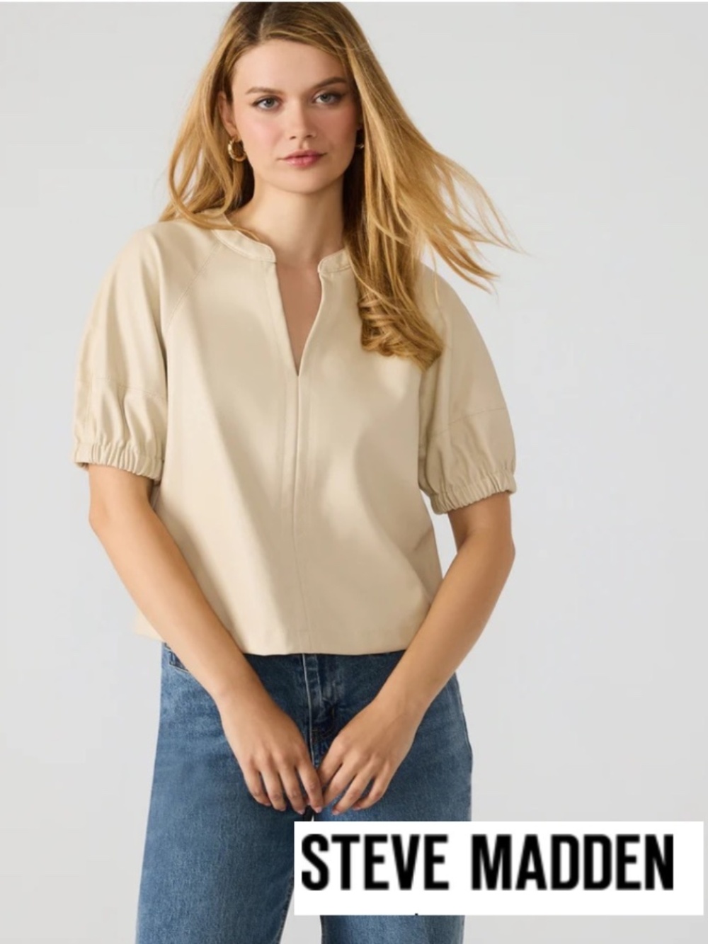 Steve Madden Rozanne faux leather top, M,  CB2606